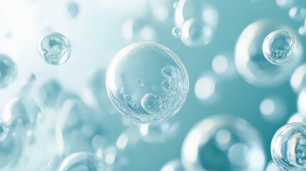 Gradient Glossy Buildable Surreal Bubbles in Soft Blue Hues