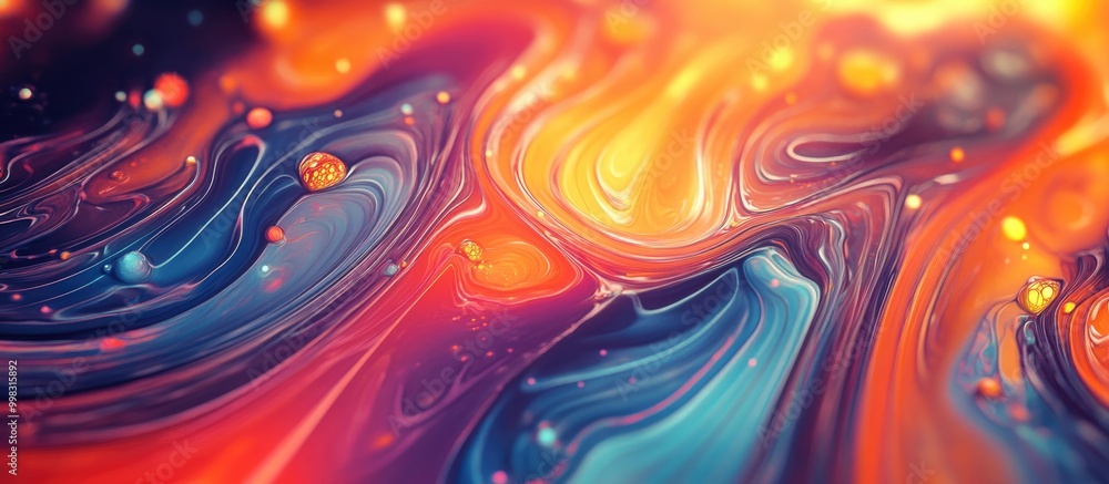Poster abstract psychedelic artwork with a three dimensional rendered background