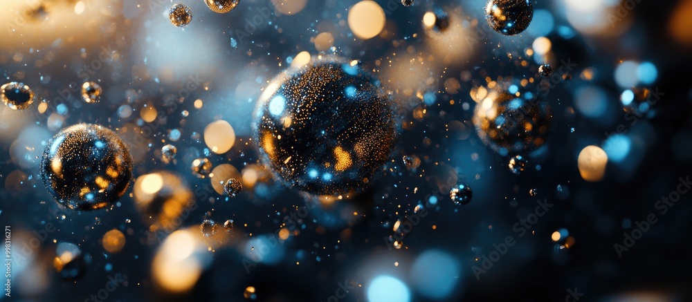 Aufkleber abstract 3d rendering of chaotic particles with surreal low poly spheres in a void a futuristic back