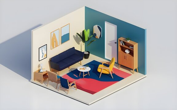 3d render of an interior home design