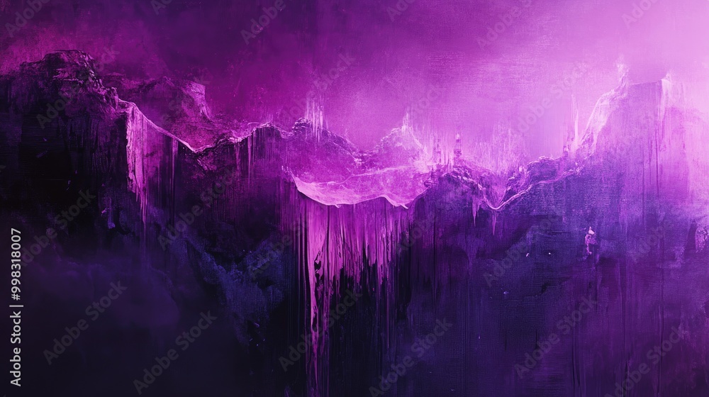 Poster purple canvas artwork featuring an abstract background surreal landscape with hand drawn elements an