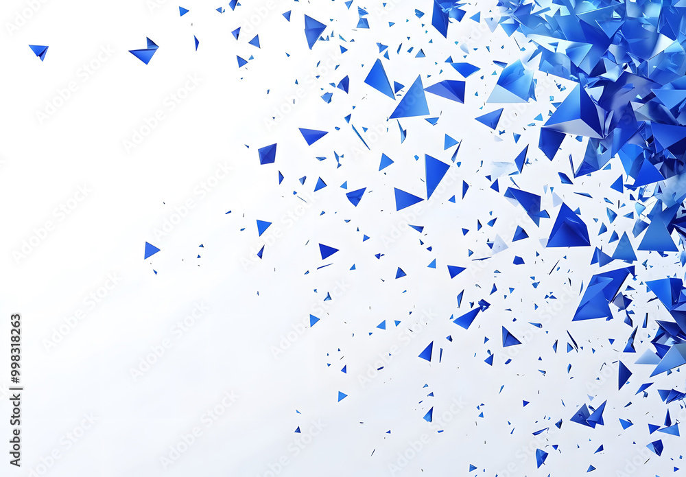 Poster abstract blue triangular shapes on white background design