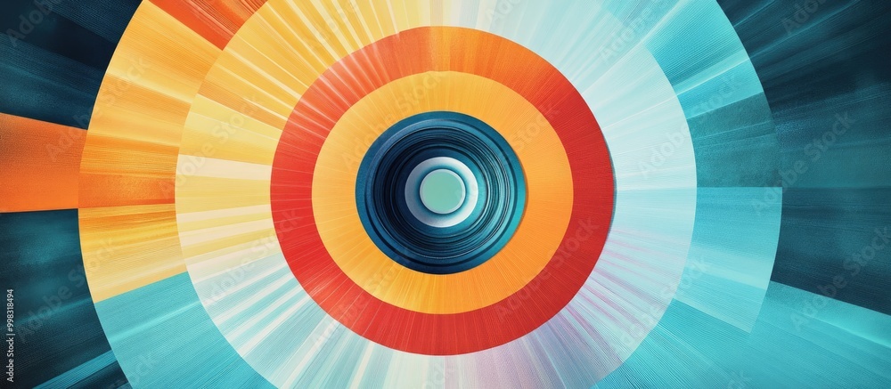 Poster concentric radial design featuring an abstract geometric shape with a radiating effect