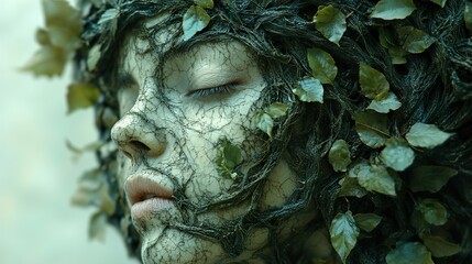 Woman Transformed into Nature: A Surreal Portrait
