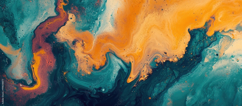Poster abstract acrylic background with a marble effect textured paint strokes on paper suitable for web an