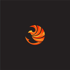 Elegant phoenix circle logo icon template, luxury phoenix logo, best phoenix bird with curved wings logo design template