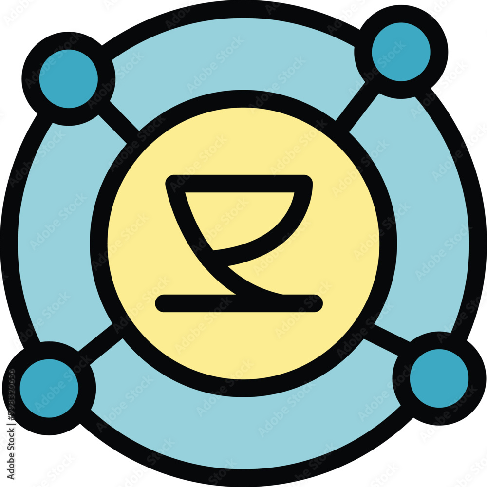 Aufkleber conceptual icon representing e commerce, showing a platform connecting businesses and customers in t