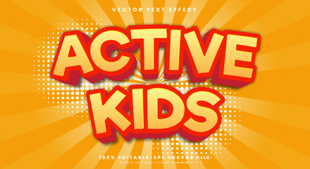 Active Kids Cartoon Style 3d editable text effect Template