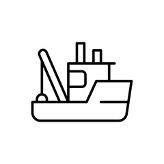 Fishing boat outline icons, minimalist vector illustration ,simple transparent graphic element .Isolated on white background