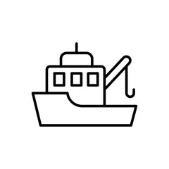 Fishing boat outline icons, minimalist vector illustration ,simple transparent graphic element .Isolated on white background