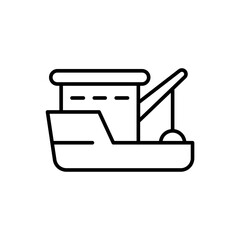 Fishing boat outline icons, minimalist vector illustration ,simple transparent graphic element .Isolated on white background