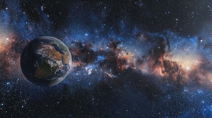 Naklejka premium A captivating image of a space scene featuring various planets and stars. Perfect for use in science fiction projects or educational materials