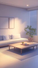 Fototapeta premium A Modern Minimalist Living Room With Attractive Furnishing. 