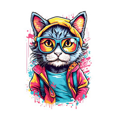 cat with colourful clothes vector