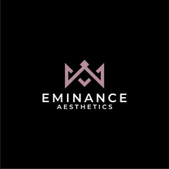 letter E or W with crown logo design real estate sign logo design technology logo design brand sign logo design