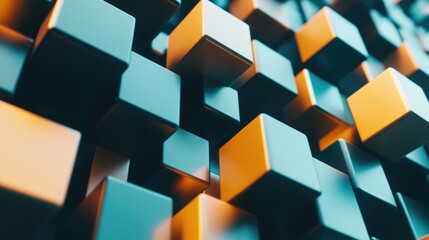 Digital Abstract Art - Vibrant Pixelated Cubes Background