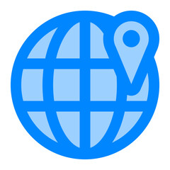 Location icon. location, earth, pin, worldwide, world grid, world map. Vector icon illustration