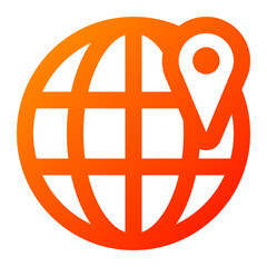 Location icon. location, earth, pin, worldwide, world grid, world map. Vector icon illustration