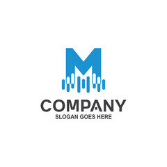 Letter m sound wave logo vector