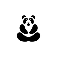 Cute Panda Sitting logo vector, cartoon panda logo design