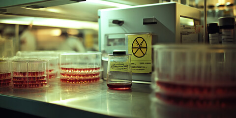 Biological Attack: A laboratory, covered in petri dishes and test tubes, with a warning sign on the door.