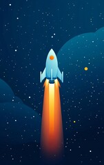 Fototapeta premium A spaceship battle in space flat design, side view, galactic war theme, animation, Complementary Color Scheme