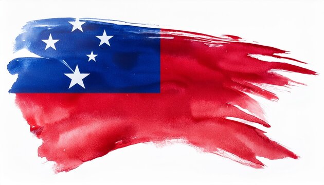 水彩画のサモアの国旗(Watercolor Samoa flag.)
