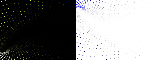 Abstract weve background blue, Yellow and white color halftone dotted lines circle pattern, vector design