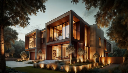 Fototapeta premium Warm Luxurious Modern Home with Earthy Tones