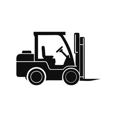 Fototapeta premium a forklift truck icon, vector silhouette, isolated on white background 