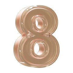 Golden 3D Number 8