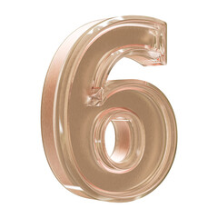 Golden 3D Number 6