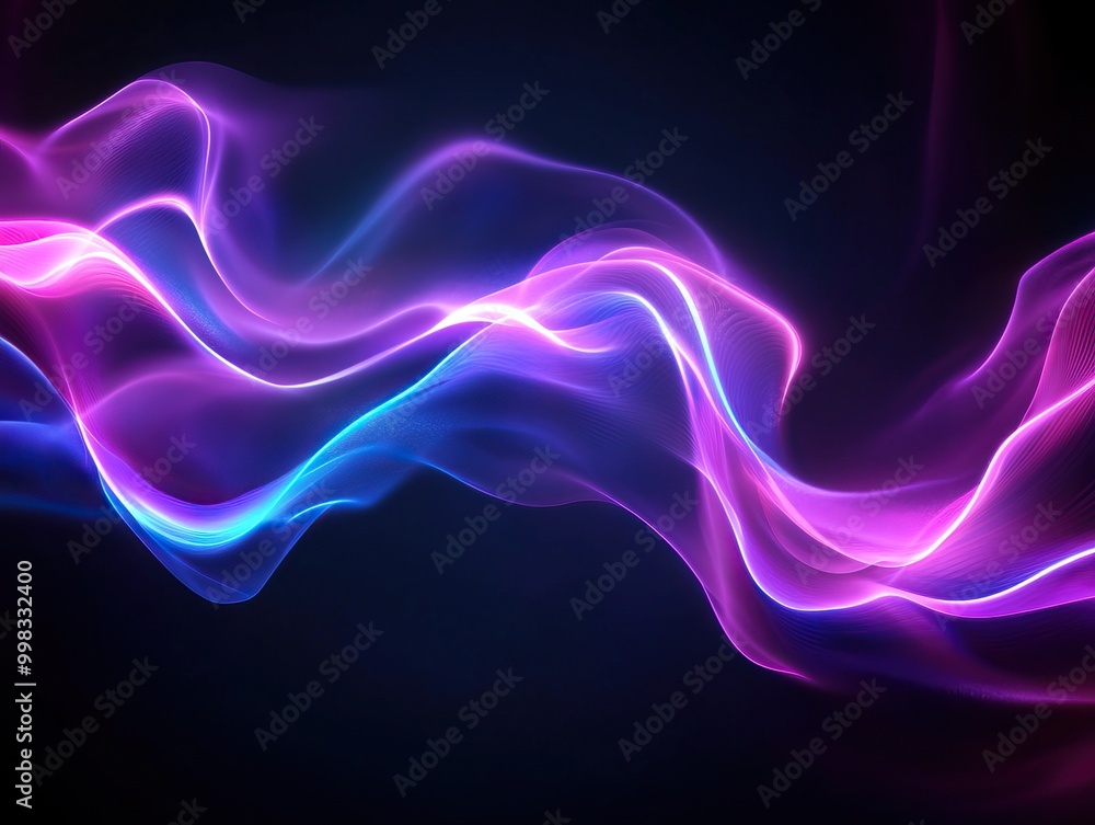 Poster abstract colorful light waves flowing in dark background, creating a mesmerizing visual effect, idea