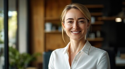 Fototapeta premium Professional Woman Smiling in Office