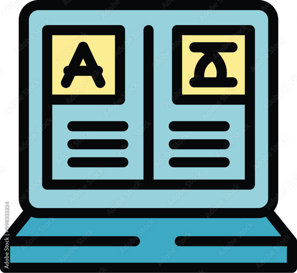Poster laptop is showing comparison between two different font types for graphic design project