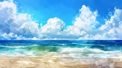 Fototapeta premium Beautiful Blue Skies with Nature, Bright Moon ,Cloud ,Beach scenery, Tree, night -Anime concept Background