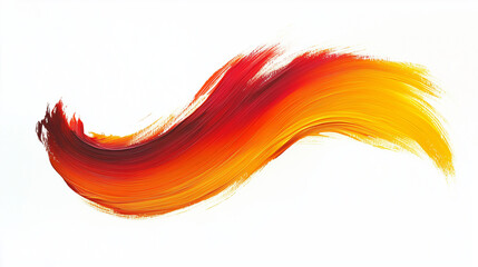 Red to Yellow Gradient Brushstroke Flowing on a White Canvas