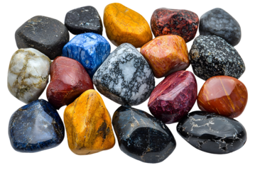 Mineral stones on a white or transparent background.