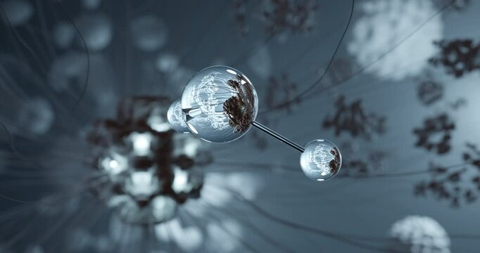 Hydrogen sulfide rotating 3d molecule, molecular structure of chalcogen-hydride gas, seamless video