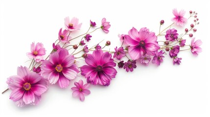 Fototapeta premium A bouquet of pink flowers with a white background