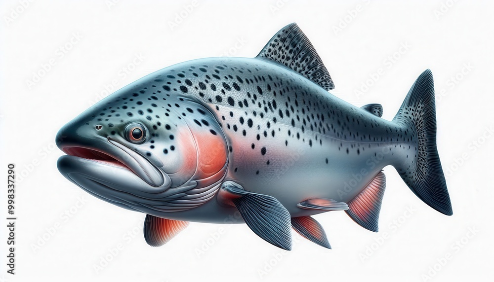 Wall mural salmon on white background