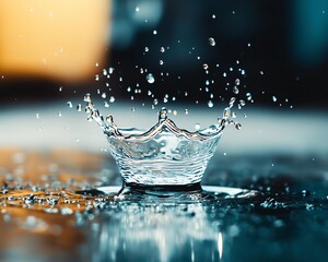 Water splash creating beautiful droplets, vibrant and dynamic.
