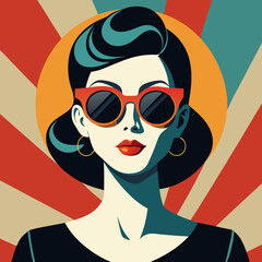 Vintage young woman vector illustration