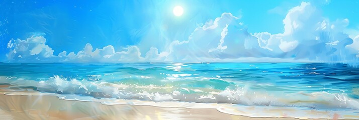 Obraz premium Beautiful Blue Skies with Nature, Bright Moon ,Cloud ,Beach scenery, Tree, night -Anime concept Background