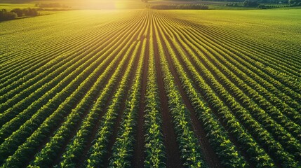 Lush Green Vineyard at Sunrise