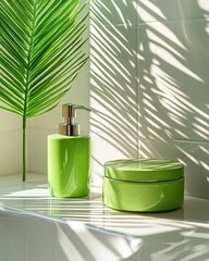 Green Plant Arrangement with Skincare Products