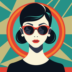 Vintage young woman vector illustration