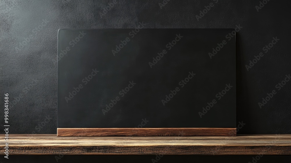 Poster horizontal black board with a dark chalkboard studio background designed for product display in a sh