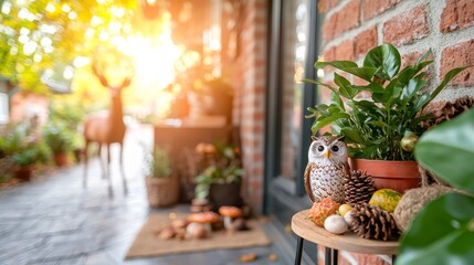 Charming Cottage Porch Decorated for Fall with Cozy Details and Warm Autumn Colors