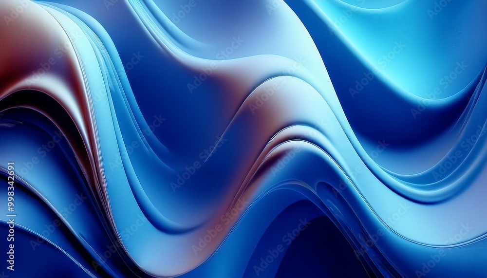 Poster abstract 3d blue fluid twisted wavy glass morphism. design visual elements for background, wallpaper